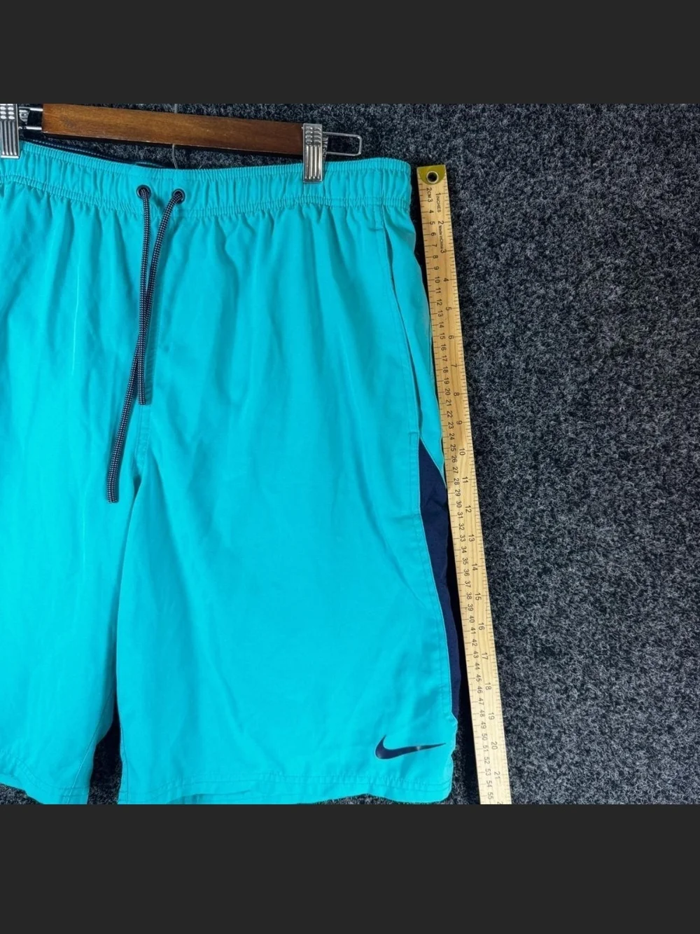 Nike Men's Swim Trunks in Turquoise with Navy Accents- SIZE L(tall)